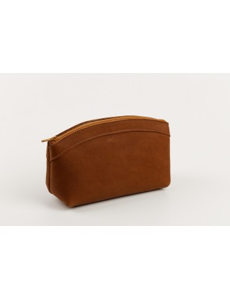 Small leather toiletry bag brown