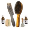 Combined(++) "long" horn comb & boar bristles brush