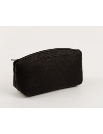 Grande trousse de toilette en cuir noir en promo