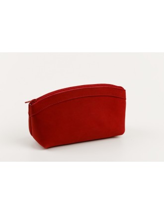 Petite trousse de toilette en cuir rouge en promo