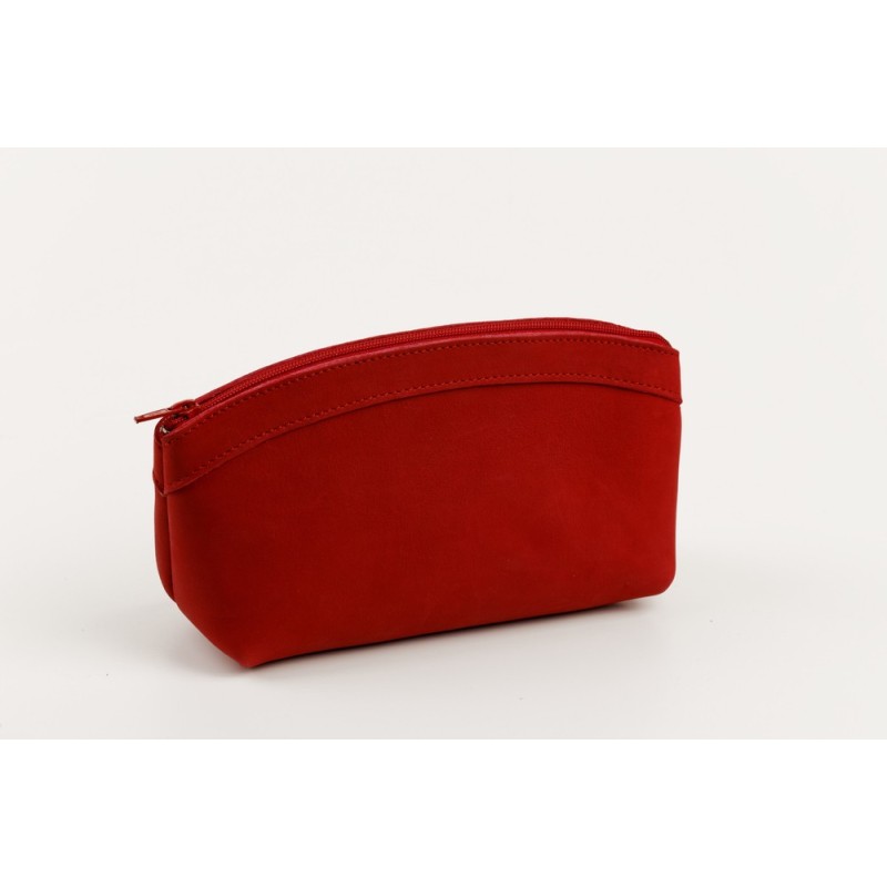 Petite trousse de toilette en cuir rouge en promo