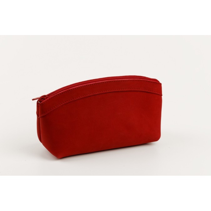 Petite trousse de toilette en cuir rouge en promo Petite trousse de toilette en cuir rouge en promo
